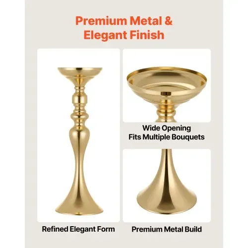 VEVOR 16 Stk. Hochzeitsvasen Tafelaufsatz Blumenvasen für Hochzeit 38 cm Hoch, Metall Tafelaufsatz Vasen mit Blumenständern, Mittelstück Tischvase für Hochzeiten Party Jubiläumsfeier Zeremonie, Gold – Bild 3