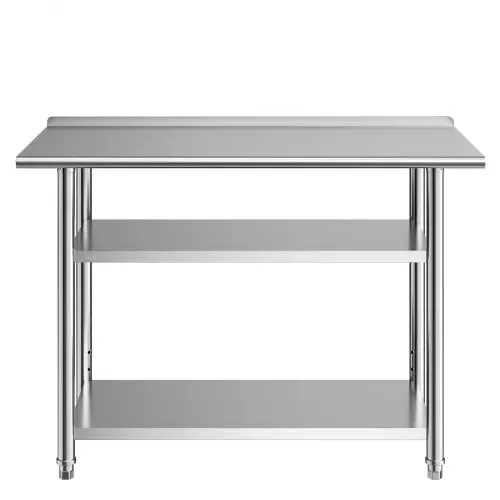 VEVOR Gasto Arbeitstisch 1219x610x864 mm, Edelstahltisch mit 3 Ebenen & Aufkantung & Höhenverstellbaren Ablagen Belastbarkeit Top 245 kg & 2 Unterablagen je 204 kg Vorbereitungstisch für Restaurant – Bild 8