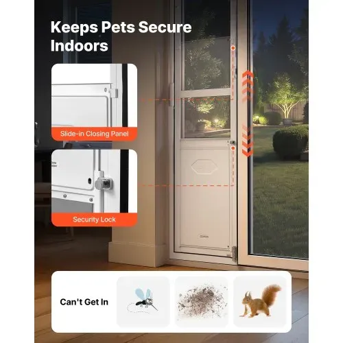 VEVOR Hundeklappe für Glasschiebetür, Hundetür Höhenverstellbar von 1927 bis 2049 mm, Rahmen aus Aluminiumlegierung mit Klappe & Schloss, für Extra Große Hunde, 180° schwenkbare Haustiertür, XL – Bild 6