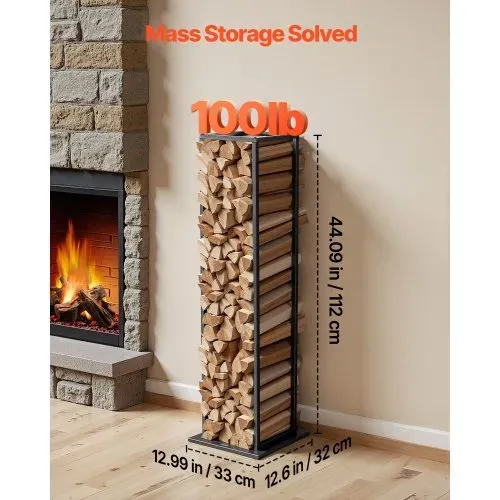 VEVOR Kaminholzregal, 330 x 320 x 1120 mm, Brennholzregal für den Innenbereich, 45,4 kg Tragkraft, hohes Holzlagerregal, Feuerholzregal aus pulverbeschichtetem Stahl, für Kamin, Feuerstelle VEVOR Kaminholzregal, 330 x 320 x 1120 mm, Brennholzregal für den Innenbereich, 45,4 kg Tragkraft, hohes Holzlagerregal, Feuerholzregal aus pulverbeschichtetem Stahl, für Kamin, Feuerstelle