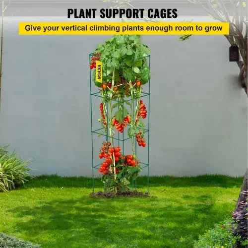 VEVOR Tomatenkäfige, 37 x 37 x 100 cm, 6er-Set quadratische Pflanzenstützkäfige, robuste, grüne Tomatentürme aus PVC-beschichtetem Stahl zum Klettern von Gemüse, Pflanzen, Blumen und Früchten VEVOR Tomatenkäfige, 37 x 37 x 100 cm, 6er-Set quadratische Pflanzenstützkäfige, robuste, grüne Tomatentürme aus PVC-beschichtetem Stahl zum Klettern von Gemüse, Pflanzen, Blumen und Früchten