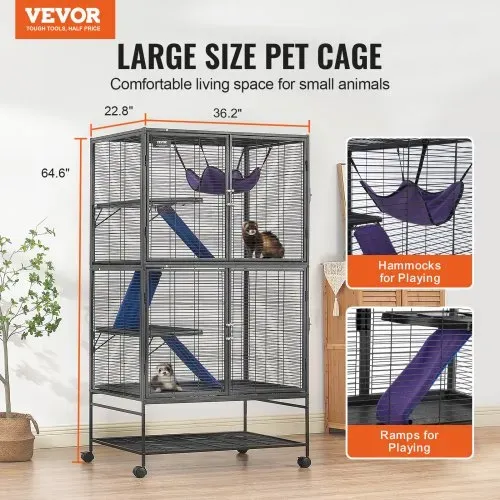 VEVOR 64,6″ rollender Frettchenkäfig aus Metall, großer 4-stöckiger Critter Nation-Käfig, Kleintierkäfig mit Rampen und Tablett, einfach aufzubauen für Hausratten, Hamster, Meerschweinchen, Chinchillas, Eichhörnchen, Igel, Hasen VEVOR 64,6″ rollender Frettchenkäfig aus Metall, großer 4-stöckiger Critter Nation-Käfig, Kleintierkäfig mit Rampen und Tablett, einfach aufzubauen für Hausratten, Hamster, Meerschweinchen, Chinchillas, Eichhörnchen, Igel, Hasen