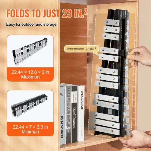 VEVOR Glockenspiel-Xylophon-Set mit 32 Tönen, Schlaginstrument mit Schlägeln, Trommelstöcken und Tragetasche, professionelles Glockenspiel-Xylophon-Schlaginstrumentenset für Erwachsene und Schüler – Bild 4