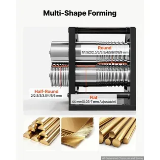 VEVOR Handwalzwerk 44 mm 3-in-1 Kombinationswalzwerk Rund Flach Halbrund, Manuelles Schmuckwerkzeug für DIY-Schmuckhersteller, Einstellbare Dicke 0,03–7 mm, für Duktile Metalle Gold Silber Kupfer Alu VEVOR Handwalzwerk 44 mm 3-in-1 Kombinationswalzwerk Rund Flach Halbrund, Manuelles Schmuckwerkzeug für DIY-Schmuckhersteller, Einstellbare Dicke 0,03–7 mm, für Duktile Metalle Gold Silber Kupfer Alu