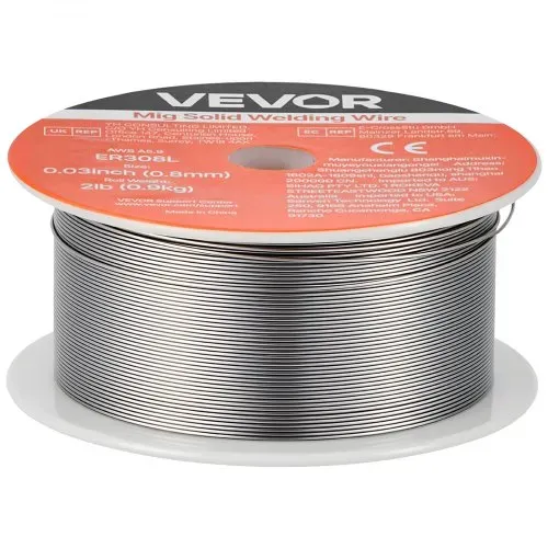 VEVOR MIG-Schweißdraht 0,8 mm, Schweißmassivdraht ER308L, Schutzgasdraht, 0,9 kg Edelstahl-Drahtrolle mit Hoher Zuführfähigkeit für Schutzgasschweißen in Allen Schweißpositionen, 1 Stk. – Bild 8