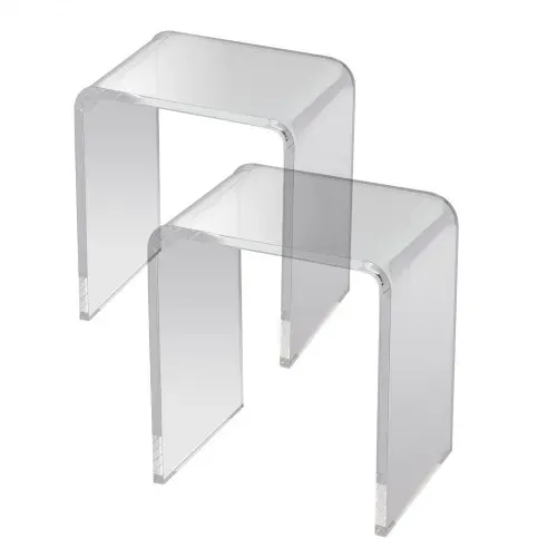 VEVOR 2 Stk. Beistelltisch 415 x 305 x 460 mm, U-förmiger Acryltisch Beistelltisch, Transparenter Couchtisch für Getränke, Essen, Snacks, Verwendet im Wohnzimmer, Schlafzimmer, Arbeitszimmer usw. – Bild 8