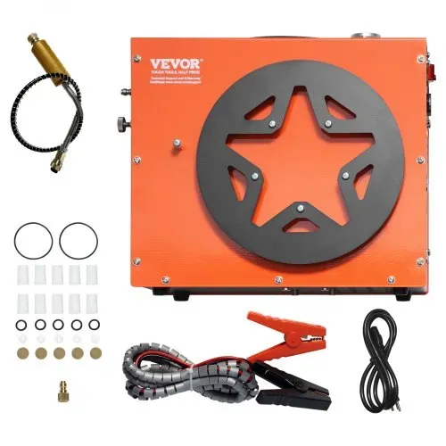VEVOR PCP-Luftkompressor, 4500 PSI/30 MPa tragbarer PCP-Luftgewehrkompressor – Eingebautes Wasser- und Lüfterkühlsystem, Auto-Stopp DC12 V/AC230 V Paintball-Tankkompressor für Luftgewehr, Tauchflasche – Bild 8
