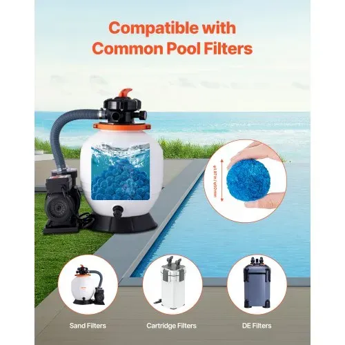VEVOR Pool-Filterbälle für Sandfilter, 0,71 kg, zum Ersetzen von Pool-Filtersand, blaues Filtermedium aus Polyesterfaser mit Waschbeutel, für Schwimmbecken, Aquarien, Aufstellbecken – Bild 4