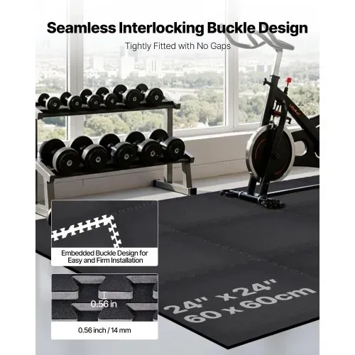 VEVOR 12 x Puzzlematte Bodenschutzmatte 610 x 610 x 14 mm, Hochdichte EVA-Schaumstoffmatte, Ineinandergreifende Fitnessmatte Gymnastikmatte Sportmatte, Trainingsmatte Schwarz Heim-Fitnessstudio – Bild 4