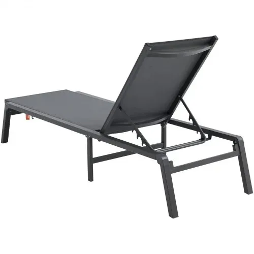 VEVOR Chaiselongue-Sessel für den Außenbereich, Aluminium-Terrassen-Liegestuhl mit 5 verstellbaren Positionen, klappbarer Pool-Liegestuhl, Liegestuhl und komplett flacher Sonnenstuhl für Terrasse, Strand, Pool, Dunkelgrau – Bild 8