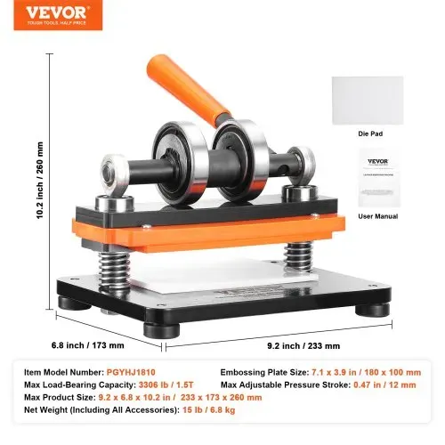 VEVOR Leder Stanzmaschine Manuelle Lederschneidemaschine 18 x 10 cm, Leder Prägemaschine 1,5 t Belastbare Leder-Stanzmaschine Geeignet für Leder, PVC/EVA-Schaumstoff, nicht Klebende Materialien – Bild 6