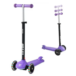 VEVOR Scooter (3 Räder) ab 3 Jahren, Cityroller Kinderroller mit leuchtenden Rädern & höhenverstellbarem Lenker & rutschfestem Deck & leichtem Aluminiumrahmen, Tretroller bis zu 75 kg, Lila VEVOR Scooter (3 Räder) ab 3 Jahren, Cityroller Kinderroller mit leuchtenden Rädern & höhenverstellbarem Lenker & rutschfestem Deck & leichtem Aluminiumrahmen, Tretroller bis zu 75 kg, Lila