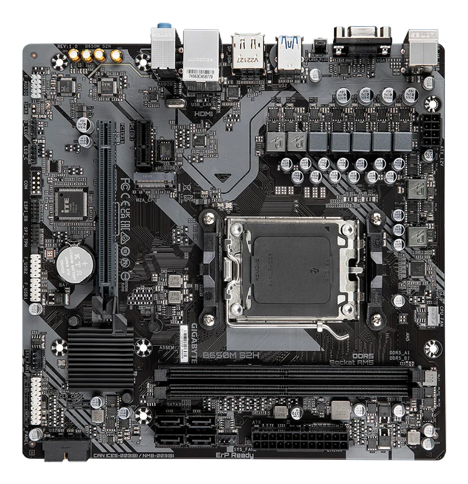GIGABYTE B650M S2H Mainboard - AMD Ryzen 9000er-Serie, 5+2+2 Phasen VRM, bis zu 6400 MHz DDR5 (OC), 1xPCIe 4.0 M.2, GbE LAN, USB 3.2 Gen 1 – Bild 4
