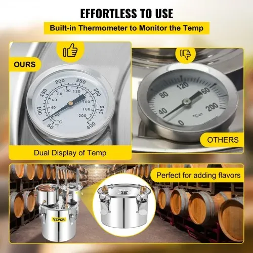 VEVOR Distillieranlage Moonshine, 50 L Wasser Alkohol Destillierer Moonshine mit doppelter Kondensatpumpe, Edelstahl Moonshine Alkohol Destillieren Ausrüstung Schnapsbrennen Destille Destilator – Bild 4