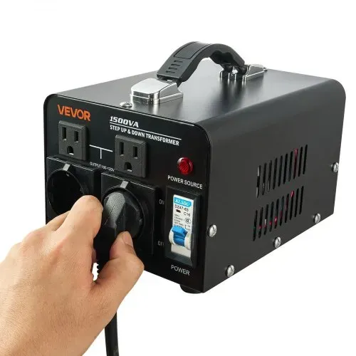 VEVOR Spannungswandler-Transformator, 1500VA, Aufwärts-/Abwärts-Leistungstransformator, Konvertierung von 110 V auf 220 V & von 220 V auf 110 V, mit US-& EU-Steckdosen, Netzkabel, Schutzschalter – Bild 10