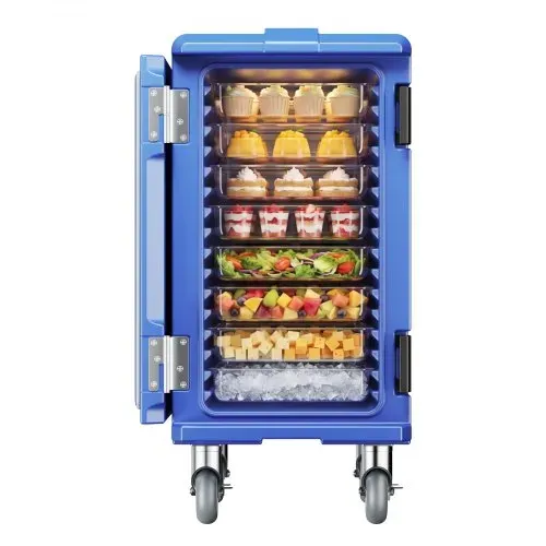 VEVOR Isolierter Speisenbehälterträger Warmhaltebox für Gastronomie 120 L, Speisenbehälter mit Doppelschnallen & Griffen, Speisenbehälterträger Lebensmitteltransportbox für Restaurant Kantine blau – Bild 8