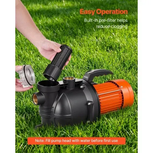 VEVOR Gartenpumpe, 1300 W, 230 V, max. Fördermenge 4800 L/h, PP Bewässerungspumpe mit 48 m Förderhöhe, Überhitzungsschutz, Europäische Spannungsnormen, für Gartenbewässerung &-bewässerung – Bild 3