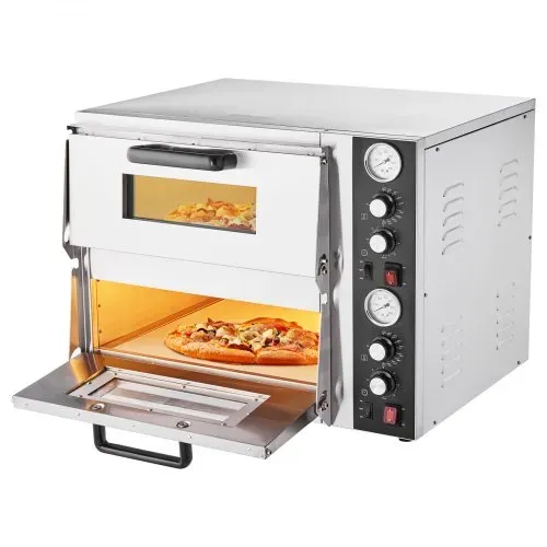 VEVOR elektrischer Pizzaofen für 457 mm Pizza 2500 + 2500 W Pizzabackofen bis 450 °C, Pizzamaker mit Zeit- und Temperaturregelung & Doppelkammer, Pizzabackmaschine Pizzamaschine multifunktional – Bild 10