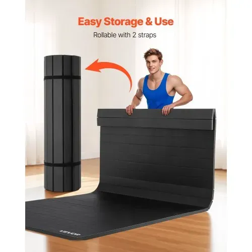 VEVOR Kampfsportmatte 3 x 1,5 m für Workouts im Heim-Fitnessstudio, wasserfeste aufrollbare Trainingsmatten Fitnessmatte für Gymnastik Tatami Jiu-Jitsu MMA Judo Boxen, Sportmatte Yogamatte Schwarz – Bild 4