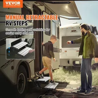 VEVOR Wohnmobil-Stufen, 2-stufig, Einziehbare Wohnmobil-Treppe, Faltbar, 200 kg Tragkraft, Stufen aus Aluminiumlegierung, Verdickte Stahlplatte, Rutschfeste Stufen für Sicheres Ein- und Aussteigen VEVOR Wohnmobil-Stufen, 2-stufig, Einziehbare Wohnmobil-Treppe, Faltbar, 200 kg Tragkraft, Stufen aus Aluminiumlegierung, Verdickte Stahlplatte, Rutschfeste Stufen für Sicheres Ein- und Aussteigen