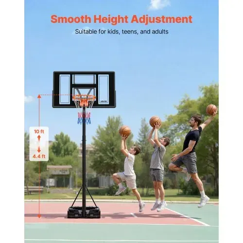 VEVOR tragbarer Basketballständer, 1,35 bis3,05 m höhenverstellbarer Basketballkorb, verstellbare Basketballanlage mit Nylonnetz & Rollen, tragbares Backboard-Set für Terrassen Poolrand – Bild 4
