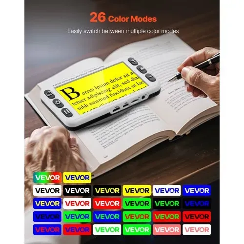 VEVOR Tragbare digitale Lupe, 5 Zoll HD elektronische Leselupe, Lesehilfe für Sehschwäche, 2- bis 48-facher Zoom, mit 13 MP Nah- & Fernobjektiv, 26 Farben, AV- & HDMI-Ausgang, klappbarer Griff – Bild 2