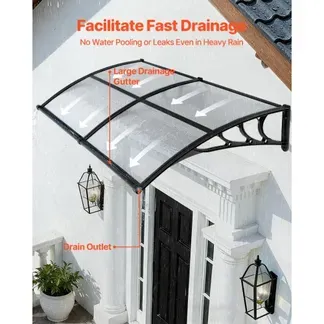 VEVOR Vordach für Haustür 965×1987 mm, Pultbogenvordach, Pultvordach mit Entwässerung & ABS-Halterung, Regen-, Schnee- & Sonnenschutz, Polycarbonat-Türüberdachung für Veranda & Terrasse, Transparent VEVOR Vordach für Haustür 965×1987 mm, Pultbogenvordach, Pultvordach mit Entwässerung & ABS-Halterung, Regen-, Schnee- & Sonnenschutz, Polycarbonat-Türüberdachung für Veranda & Terrasse, Transparent
