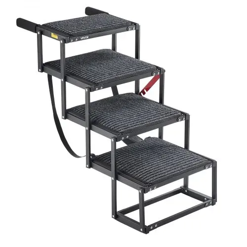 VEVOR Hundetreppe Auto Klappbar 4-Stufig, Extra Breite Hunderampe für Große Hunde mit Weichem Filzteppich, Tragbare Einstiegshilfe für Auto, SUV, LKW, Hochbett, Sofa, Tragkraft bis 90 kg – Bild 10
