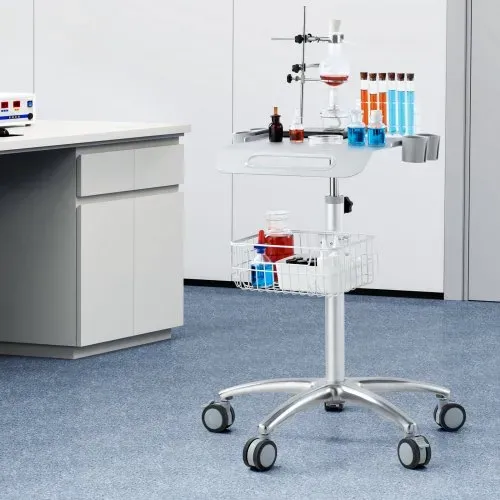 VEVOR Medizinischer Wagen, Salonwagen mit Rädern, Mobiler Rollwagen 68-109 cm Höhenverstellbar, Salonstationen aus Metall für Friseure, Rollender Desktop-Laborwagen für Klinik, Schönheit und Salon – Bild 7