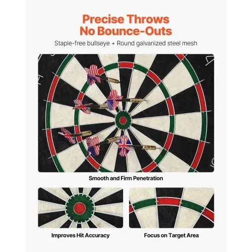 VEVOR Dartscheibe, mit 6 Dartpfeilen & Punktezähler, selbstheilendes Dartboard aus Sisalfasern mit klammerfreiem Bullseye & drehbarem Zahlenring, für Partys & Spielzimmer zu Hause – Bild 2