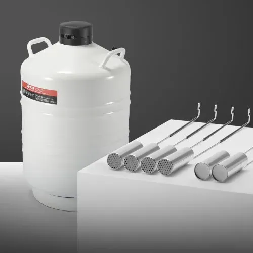 VEVOR Flüssigstickstofftank, 30 l Flüssigstickstoffbehälter aus Aluminiumlegierung, LN2-Tank-Dewar mit 6 Kanistern und Tragetasche mit Riemen, Kryogener Tank für die Schönheitsindustrie, Samenkonservierung, wissenschaftlich – Bild 7