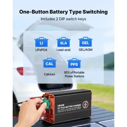 VEVOR DC-DC Batterieladegerät mit MPPT 520 W 40 A, Ladebooster Dual-Eingang für Solarpanel/Lichtmaschine, Laden für LiFePO4-Bleiakkus, 12 V/24 V-12 V/24 V, für Wohnmobil Notstromversorgung zu Hause – Bild 4