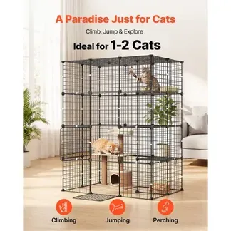 VEVOR Katzenkäfig Katzengehege 4-Stöckig Katzenauslauf 104,1×71,1×139,7cm, DIY-Katzenlaufstall Abnehmbarer Metallkäfig mit 4 Türen Ideal für 1-2 Katzen, Kätzchen Kleintiere Schwarz VEVOR Katzenkäfig Katzengehege 4-Stöckig Katzenauslauf 104,1×71,1×139,7cm, DIY-Katzenlaufstall Abnehmbarer Metallkäfig mit 4 Türen Ideal für 1-2 Katzen, Kätzchen Kleintiere Schwarz