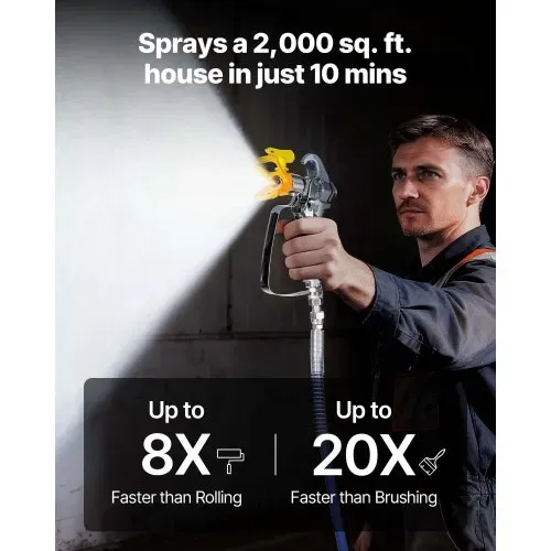 VEVOR Airless-Farbspritzgerät Sprühgerät mit Standfuß 1500 W 3300 psi, Farbsprühsystem mit Reinigungsbürste & Schlauch & Verlängerungsstange & Düsen, Farbsprühgerät für Wohnungen, Gebäude – Bild 4