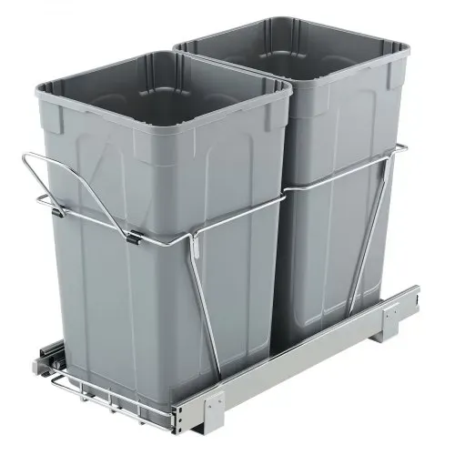 VEVOR ausziehbarer Mülleimer 27 Qt + 27 Qt für Küchenschränke, doppelter Mülleimer unter der Spüle, untermontierter Abfallbehälter, mit robustem Vollauszug-Schiebesystem aus Metall & Griff – Bild 8