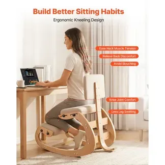 VEVOR Ergonomischer Kniestuhl mit Dicken, Integrierten Schaumstoffpolstern & Holzrahmen & Rückenlehne, Einstellbarer Kniehocker zur Entlastung von Nacken und Rücken, Ideal für Zuhause, Büro, Beige VEVOR Ergonomischer Kniestuhl mit Dicken, Integrierten Schaumstoffpolstern & Holzrahmen & Rückenlehne, Einstellbarer Kniehocker zur Entlastung von Nacken und Rücken, Ideal für Zuhause, Büro, Beige