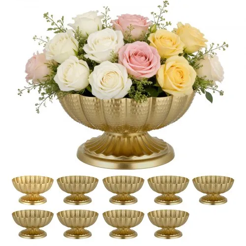 VEVOR 10 Stk. Hochzeitsvasen Tafelaufsatz Blumenvasen für Hochzeit 10 cm Hoch, Metall Tafelaufsatz Vasen mit Blumenständern, Blumenschale Tischdeko für Hochzeiten Party Jubiläumsfeier Zeremonie, Gold VEVOR 10 Stk. Hochzeitsvasen Tafelaufsatz Blumenvasen für Hochzeit 10 cm Hoch, Metall Tafelaufsatz Vasen mit Blumenständern, Blumenschale Tischdeko für Hochzeiten Party Jubiläumsfeier Zeremonie, Gold