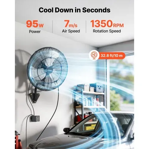 VEVOR 95W Industrieller Wandventilator 56 cm, 7 m/s Oszillierender Wandlüfter mit Fernbedienung Nebel & 18h Timer, Gewerblicher Industrieventilator IP44 Wasserfest für Werkstatt Garage Lager, Schwarz VEVOR 95W Industrieller Wandventilator 56 cm, 7 m/s Oszillierender Wandlüfter mit Fernbedienung Nebel & 18h Timer, Gewerblicher Industrieventilator IP44 Wasserfest für Werkstatt Garage Lager, Schwarz