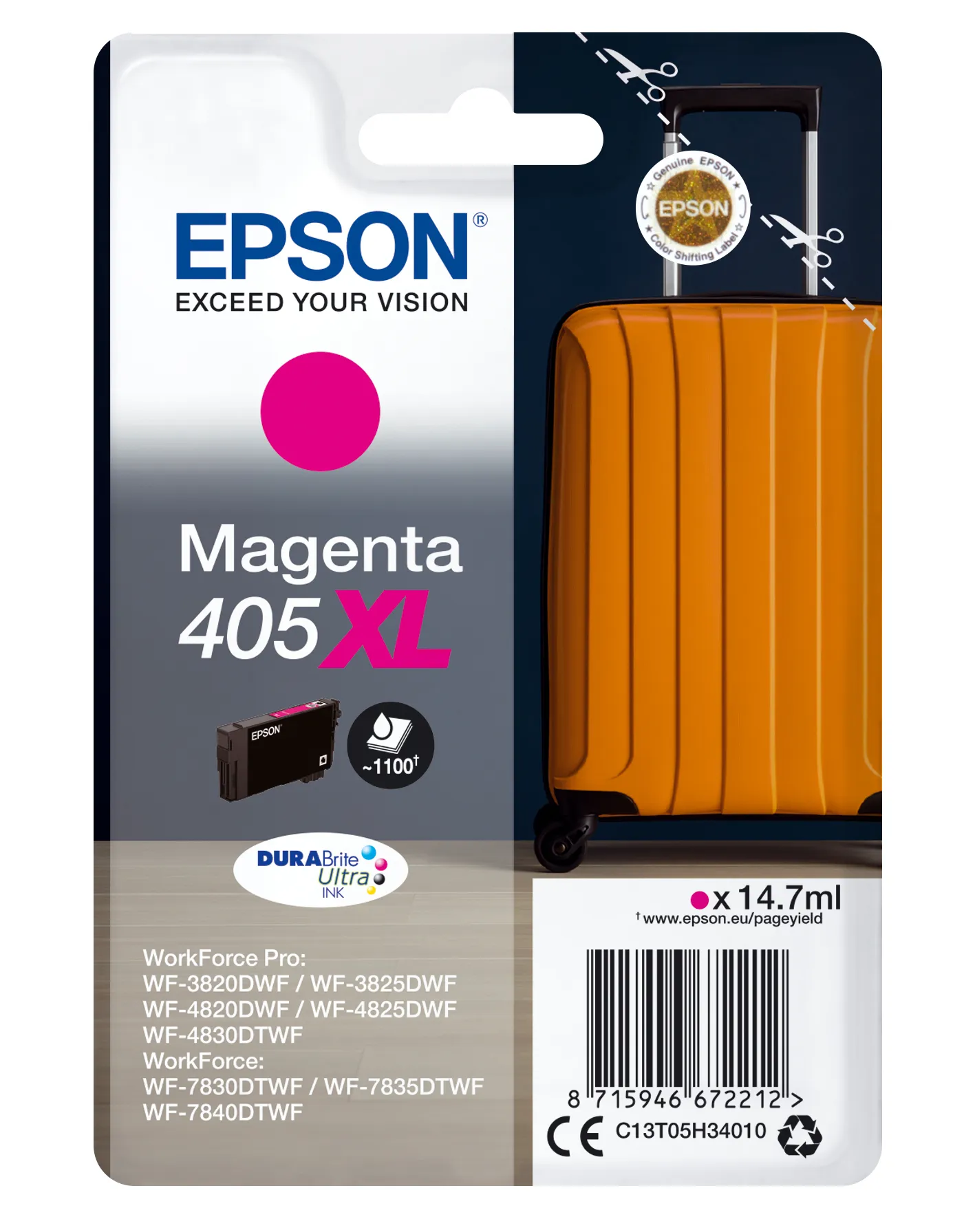 Epson Singlepack Magenta 405XL DURABrite Ultra Ink Epson Singlepack Magenta 405XL DURABrite Ultra Ink