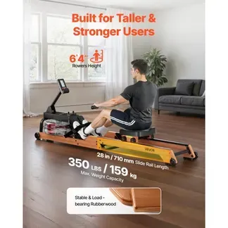 VEVOR Rudergerät 6-stufiger leiser Widerstand, faltbares Wasserrudergerät aus Holz mit 14 L Wassertank & LCD-Monitor, Bluetooth-App-kompatibel, 158 kg Gewichtskapazität, immersives Rudergerät VEVOR Rudergerät 6-stufiger leiser Widerstand, faltbares Wasserrudergerät aus Holz mit 14 L Wassertank & LCD-Monitor, Bluetooth-App-kompatibel, 158 kg Gewichtskapazität, immersives Rudergerät