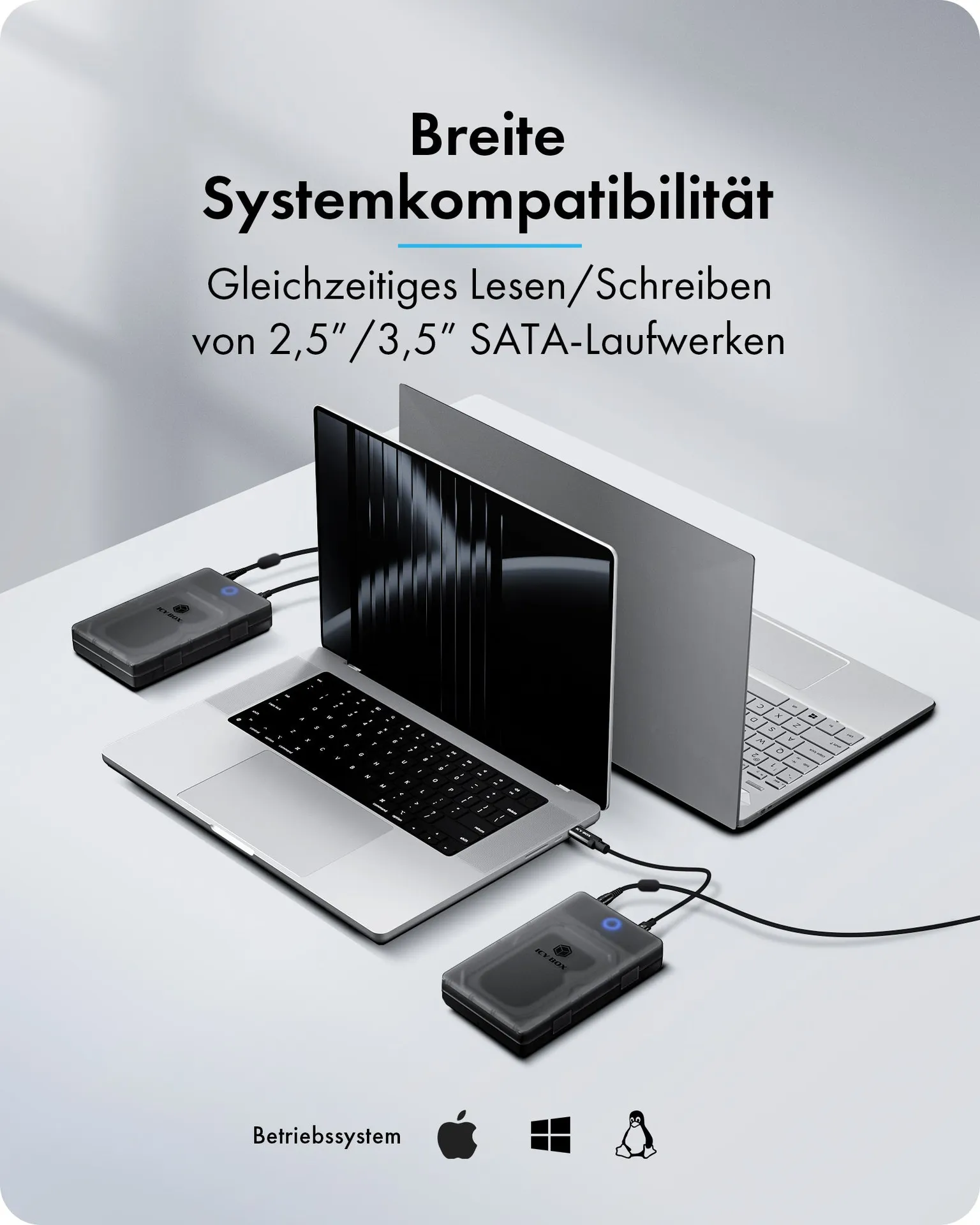 ICY BOX Spade Base 388 Festplattengehäuse für 2,5"/3,5" SATA SSD/HDD – Bild 7