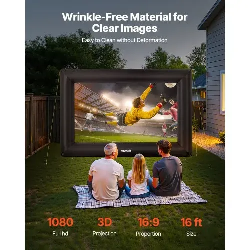 VEVOR aufblasbare Filmleinwand Projektion Beamer Leinwand aus 600D, Projektionsleinwand mit tragbarer Aufbewahrungstasche, 16:9, Filmprojektion für Heimkino Mottoparty Poolspaß (409 x 160 x 272 cm) VEVOR aufblasbare Filmleinwand Projektion Beamer Leinwand aus 600D, Projektionsleinwand mit tragbarer Aufbewahrungstasche, 16:9, Filmprojektion für Heimkino Mottoparty Poolspaß (409 x 160 x 272 cm)