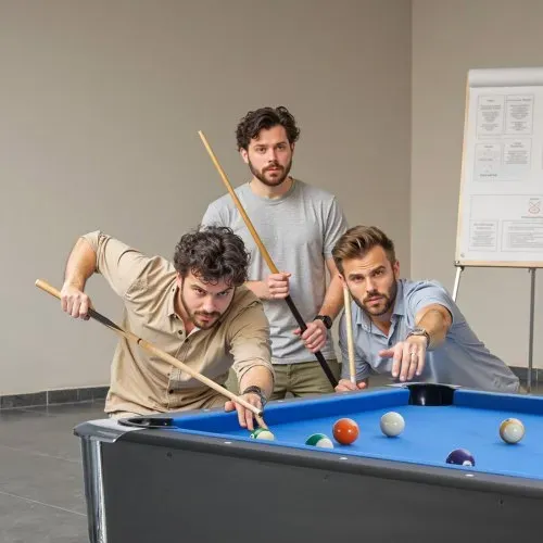 VEVOR Billardtisch 213 cm moderner Spieltisch mit verstellbaren Füßen, komplettes Set inkl. Bällen/Queues/Ständer/Kreide/Bürste, für Spielzimmer Freizeiträume schwarz mit blauem Tuch – Bild 7