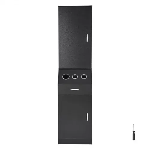 VEVOR Salon-Aufbewahrungsschrank, Friseursalon-Station für Friseure, Friseurstation-Set, mit 3 Haartrocknerhaltern, Schränken und einer Schublade, schwarz, 44 x 40 x 180 cm – Bild 8