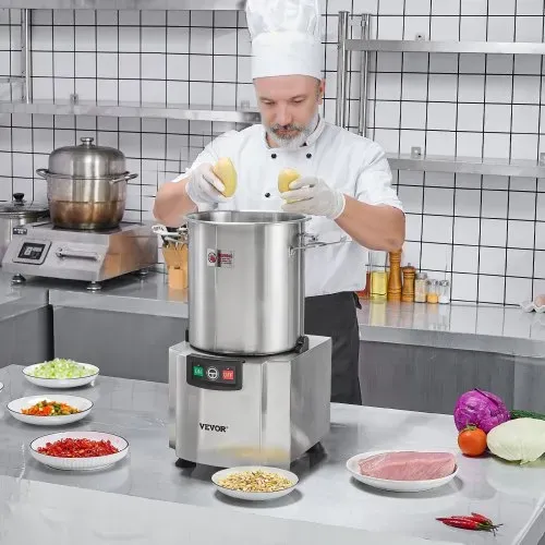 VEVOR Küchenmaschine Gemüsezerkleinerer 18 L Küchenmaschine aus lebensmittelechtem Edelstahl mit S-förmiger Klinge und Schaber, multifunktional zum Zerkleinern von Gemüse Obst Getreide Nüssen – Bild 7