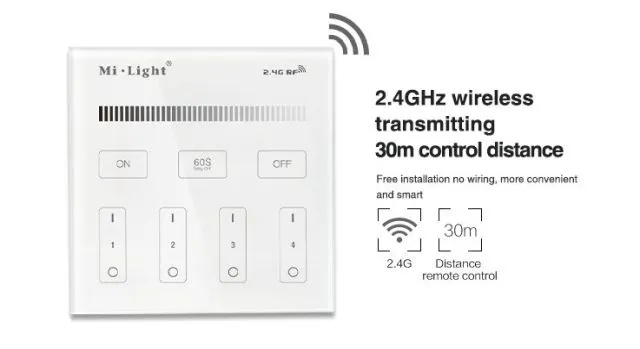 Synergy 21 LED Fernbedienung Smart Panel single color 4 Zonen *Milight/Miboxer* – Bild 2