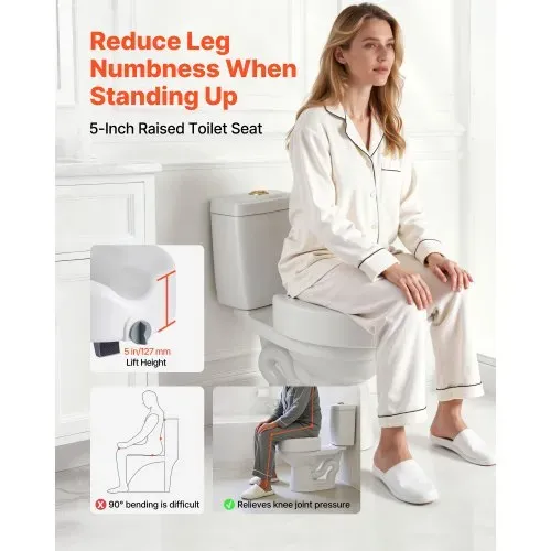 VEVOR Toilettensitzerhöhung Toilettenerhöhung (158 kg Tragkraft) 127 mm Hubhöhe, erhöhter Toilettensitz mit vergrößerter Öffnung für ältere Menschen Senioren, längliche & runde Schüsseln VEVOR Toilettensitzerhöhung Toilettenerhöhung (158 kg Tragkraft) 127 mm Hubhöhe, erhöhter Toilettensitz mit vergrößerter Öffnung für ältere Menschen Senioren, längliche & runde Schüsseln