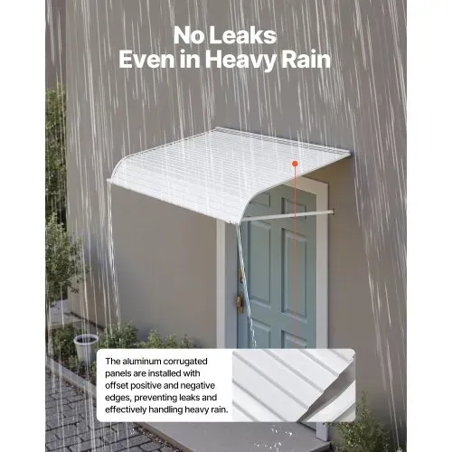 VEVOR Fenstermarkise 121,9x106,6x51cm, Türvordach, leichte & stabile Aluminium-Außenmarkisen, Überdachung, Schutz vor Regen, Schnee & Sonnenlicht für Tür, Eingang, Fenster, Terrasse, Veranda – Bild 3