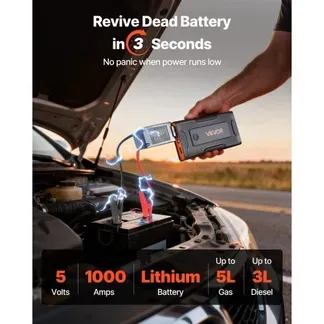 VEVOR Starthilfe Powerbank, Starthilfegerät 1000A Spitzenstrom mit LED-Taschenlampe & Kabel für Motor bis zu 5L Benzin/3L Diesel, Tragbarer Booster mit Schnellladung & Sicherheitsschutz für Notfall VEVOR Starthilfe Powerbank, Starthilfegerät 1000A Spitzenstrom mit LED-Taschenlampe & Kabel für Motor bis zu 5L Benzin/3L Diesel, Tragbarer Booster mit Schnellladung & Sicherheitsschutz für Notfall