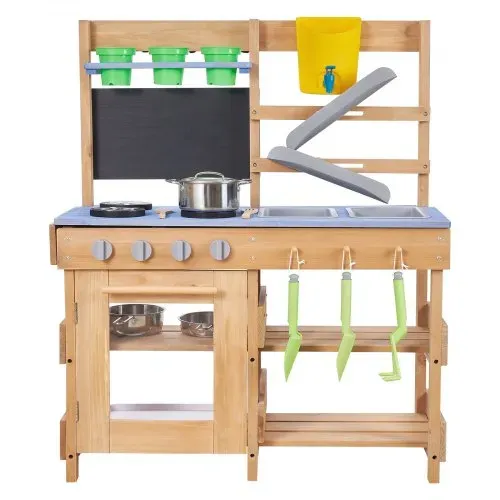 VEVOR Spielküche, Kinderküche, Spielzeugküche mit Herd, Haken, Spülbecken, Pflanzspaten, Pfannenwendern, Griffen, Kochgeschirr & Zubehör, Holzküche für KInder ab 3 Jahren, 762x324x914 mm – Bild 10